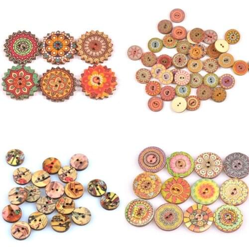 50pcs/set Retro Wood Buttons for Handwork Sewing Scrapbook Clothing Crafts Accessories Gift Card Decor 15/25mm navidad