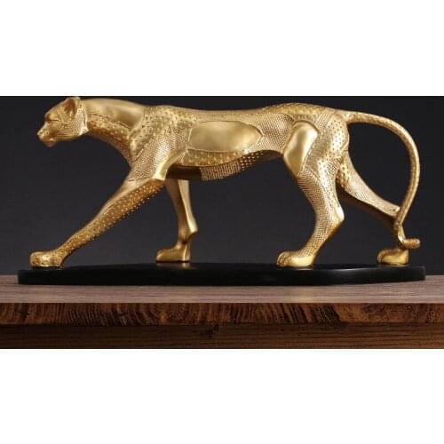 EUROPEAN RESIN LUCKY LEOPARD SCULPTURE CRAFTS FENGSHUI HOME LIVINGROOM TABLE FIGURINES DECORATION OFFICE DESKTOP ANIMAL ORNAMENT