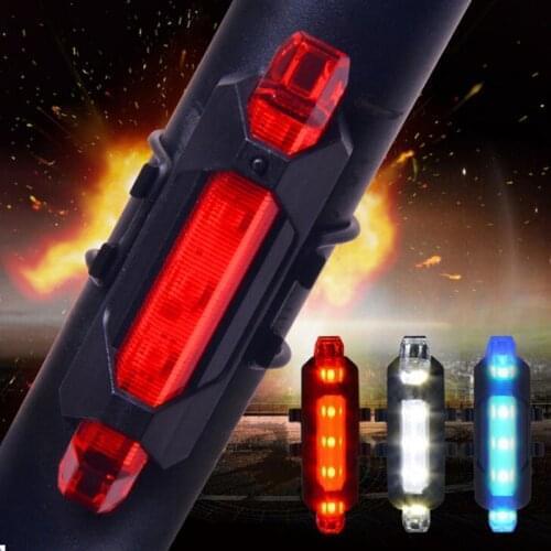 Hot Sale 5 LED Night Mountain LED Bicycle Tail Light USB Rechargeable Red Warning Light Bike Rear Safety Bicycle Lights #88373