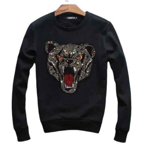 Hip Hop Diamonds Mens Hoodies Autumn Casual Pullover Hoodie Male Fashion Sweatshirts