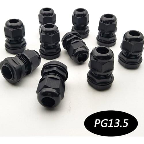 IP68 10Pcs Black PA66 Nylon Material PG13.5 Waterproof Cable Gland 6-12mm Diameter Cable line Connector Free Shipping