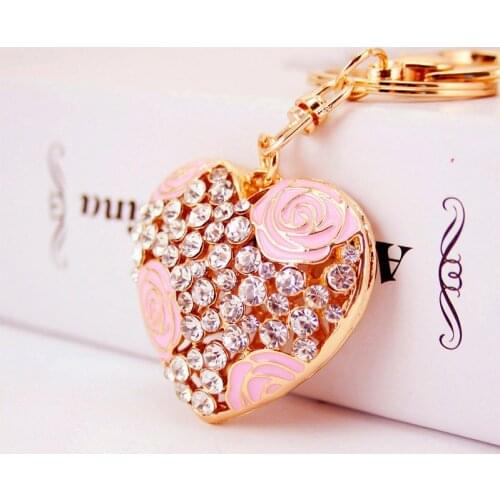 Creative Rhinestone Set Womens Perfume Bottle Keychain WOMENS Bag Accessories Metal Pendant Clover Key Chain Small Gifts