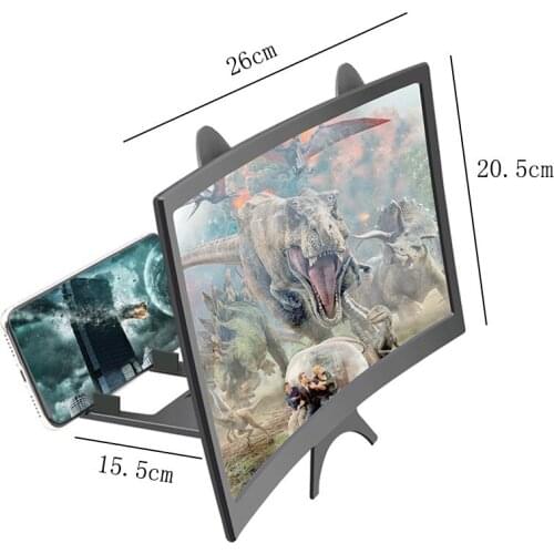 LS new3d hd mobile phone screen magnifier 12'' stereoscopic amplifying desktop foldable stand with curved screen enlarging video