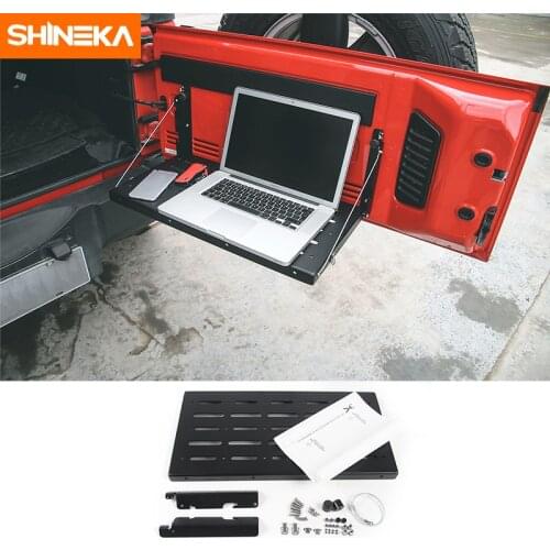 SHINEKA Metal Flexible Tailgate Table Rear Trunk Door Rack Cargo Luggage Holder Carrier Shelf For Jeep Wrangler JK 2007-2017