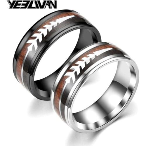 New Trend Wood Arrow Mens Ring Stainless Steel Two Color Jewelry Viking Warrior Vinatge Rings for Women Punk Couple Ring Gifts