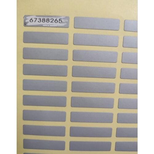 Security code sticker Password scratch off label film 7x28mm with random 8 digital numbers