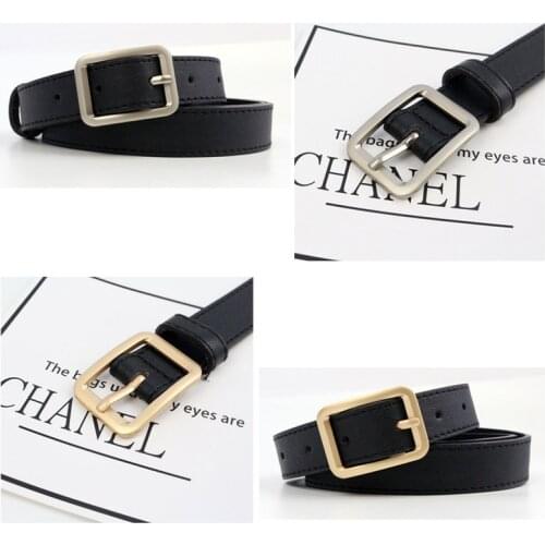 2020 New Fashion All-match Square Buckle Belt Retro Alloy Pin Buckle Belt Ladies Japanese Buckle Belt