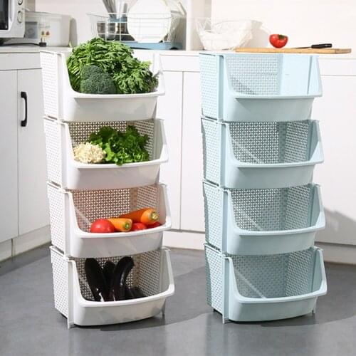 Для кухни Organizer Kitchen Storage Baskets Plastic Storage Shelf Vegetable And Fruit Racks Can Be Stacked Kitchen Accessories