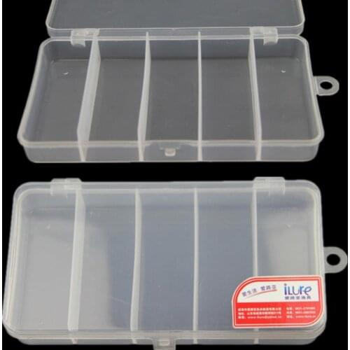 Portable 5 Compartments Sea Fishing Boxes Transparent Fishing Tackle Box Fishing Lure Storage Box for Outdoor Fishing