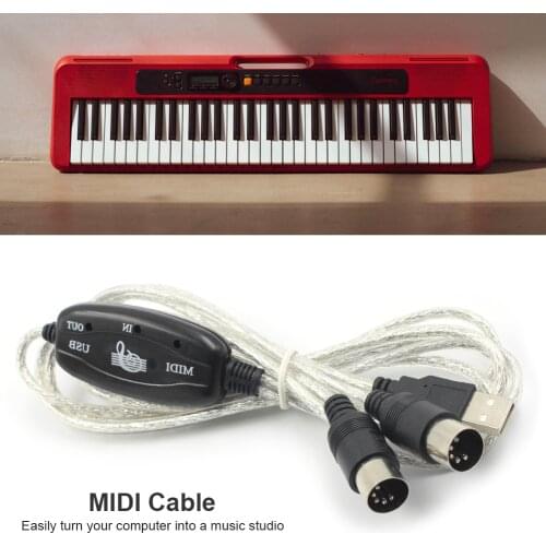 Professional MIDI Cable Electronic Keyboard Adapter Cord USB IN-OUT PC to Music Musical Enjoyable Instrument Supplies