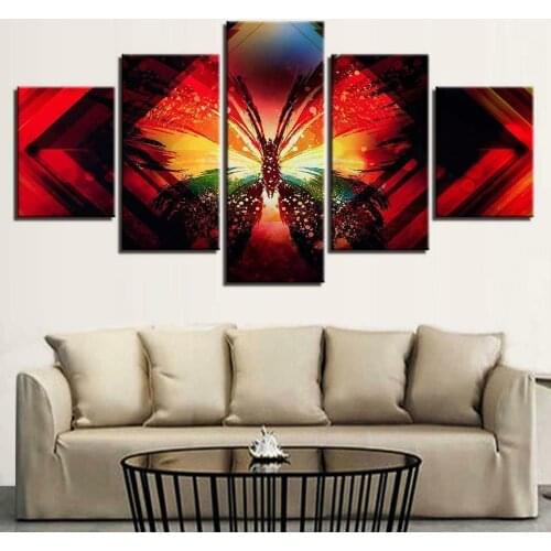 Psychedelic Butterfly 5 Pcs Modern Home Wall Decor Canvas Picture Art HD Print Painting On Canvas for Living Room No Framed