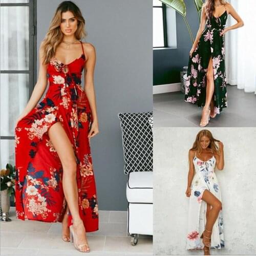 Sexy Spaghetti Strap Summer Floral Dress Slip Backless Maxi Dress Boho Vintage Vestido Y2K Woman Party Beach Princess Robe Femme