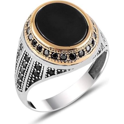 Silverlina Silver Onyx & Zircon Crystal Ring