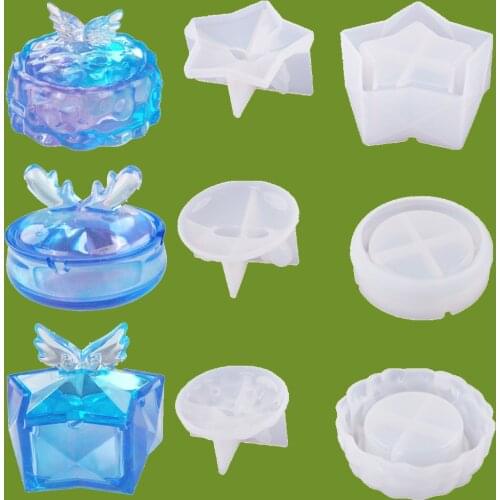 Ashtray Silicone Mold DIY Clouds Stars Shaped Storage Box With Lid Wings Antler Elk UV Epoxy Resin Craft Mould Home Decoration