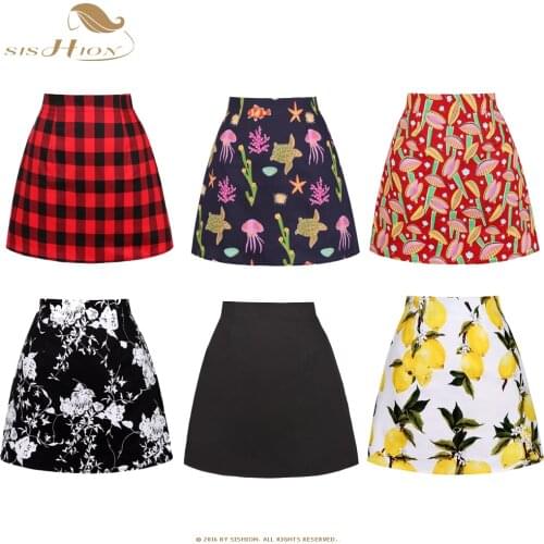 SISHION Skirts Womens ropa mujer SS0008 Black White Red Fruit Floral Skirts Print Women Ladies Summer Sexy Mini Skirt Plus Size