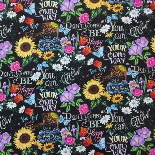 110X50cm 100% Cotton Fabic Sunflower Daisy Printed Cloth Handmade Tablecloth Curtain Pillow Soft Baby Clothing Cartoon Fabric