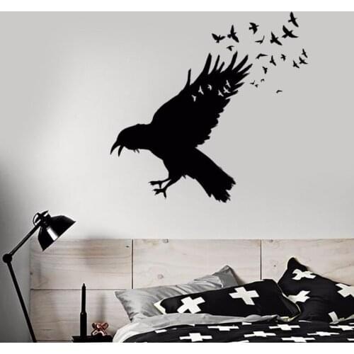 Vinyl Wall Decal Black Raven Flock Of Birds Wall Sticker Gothic Style Home Decor Birds Animal Vinyl Wall Sticker Decor 3407