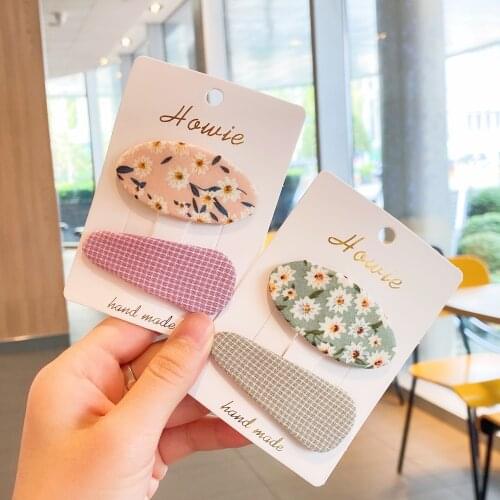 2Pcs New Korean Children Hairpins Simple Fashion Colorful Embroidery Flower BB Clip for Sweet Girl Princess Hair Accessories