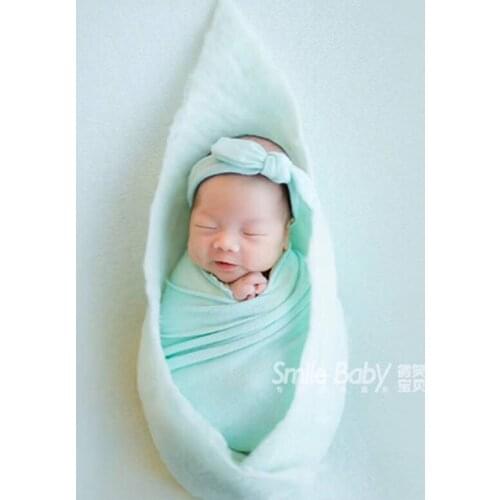 Green Newborn Wool Blanket Baby Photography Backdrop Soft Baby Boy Wool Layer Newborn Posing Fabric Rug Baby Photo Prop Filler