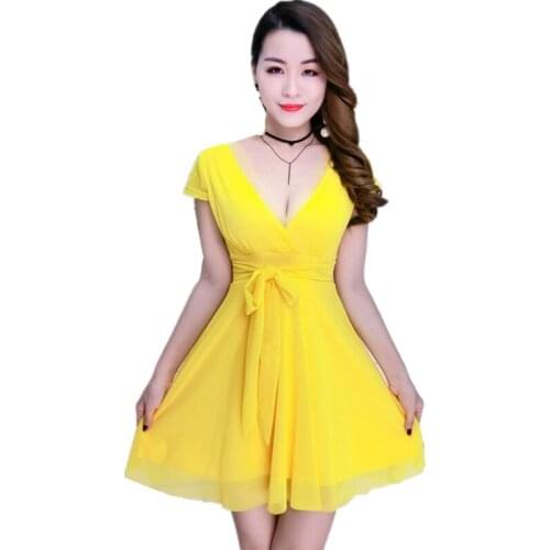 B3022 Spring and summer 2020 new womens night club sexy v-neck show thin temperament net gauze dress cheap wholesale