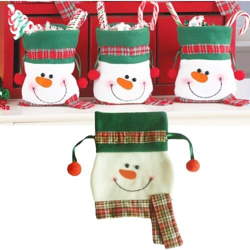 1Pcs Snowman Christmas Candy Bag Kids Favor Gifts New Year Candy Bag Gift Bags Festival Party Events DIY Decorations Supplies