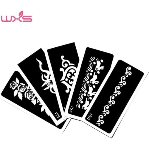 10 Pieces Rose Flower Pattern Henna Tattoo Stencil Airbrush Painting Colored Drawing Women Body Art Tool Templates TS-06