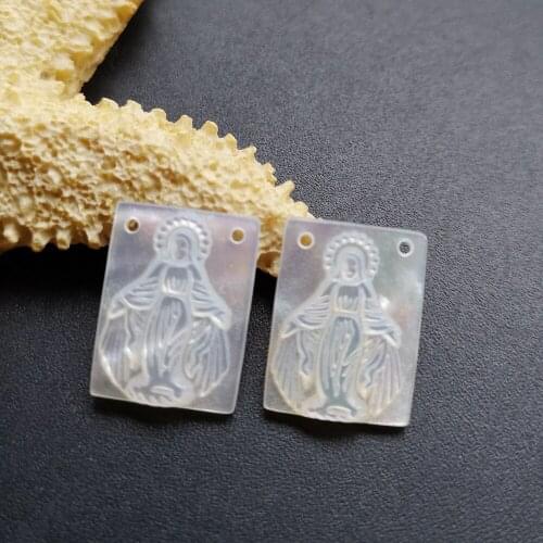 10pcs/lot 12x16mm Natural Rectangle Lady of Grace Mother of Pearl Shell Grace & Virgin of Mary Mother Pearl for DIY Jewelry