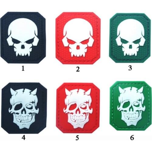 3D PVC Glue Loops And Hook Night Patch Tactical Army Badge Noctilucent Luminous Skull Patches For Clothing Jacket Hat Backpack