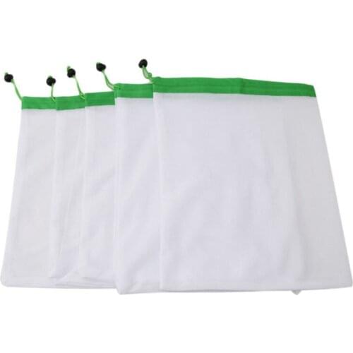5PCS/set Polyester Shopping Bags Eco-friendly Reusable Shopper Bag Recycle Fruit Vegetables Bags String Storage Grocery Bag Food