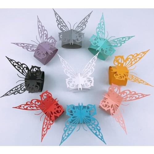 50pcs Butterfly Shaped Porta Guardanapo Laser Cut Napkin Rings Holders Favors And Gifts Party Wedding Invitations Decorations
