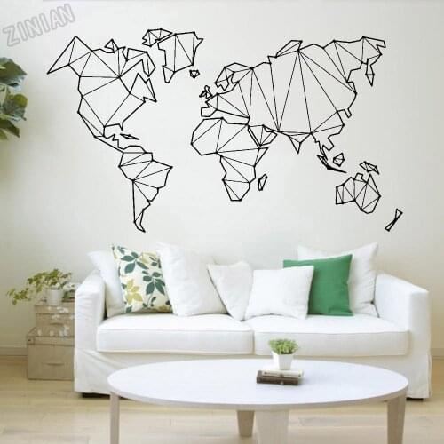 Abstract Map World Geography Earth Wall Stickers For Office Home Decoration Vinyl Wall Decal Living Room Large Wall Sticker Y211