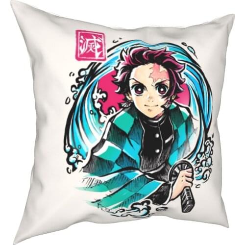 Kimetsu Keine Yaiba Tanjiro Anime Kissenbezüge Wohnzimmer Dämon Slayer Manga Kissen Abdeckung Kühlen Kissen Abdeckung 40*40cm