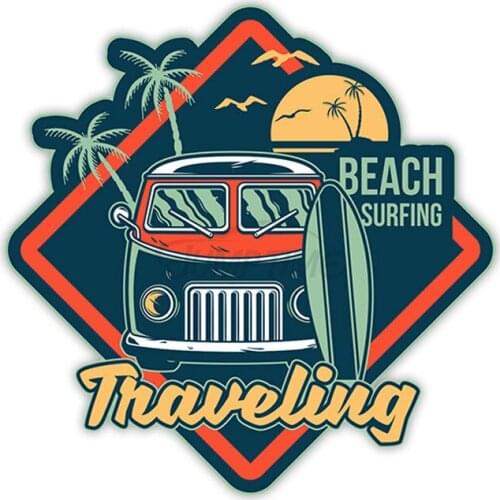 Car Stickers Decor Motorcycle Decals Surf VanStickers Surfer Beach Decorative Accessories Creative Waterproof PVC,13cm*13cm