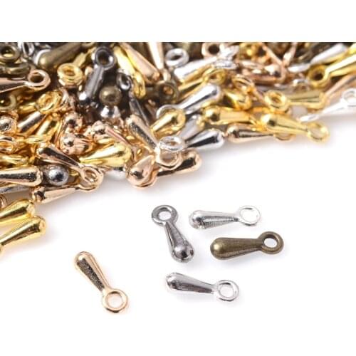 New 300Pcs/Lot 6x3mm Golden Silver Color Water Drop End Beads For DIY Extender Chain Pendant Jewelry Making Findings Accessories