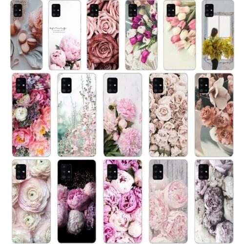 172SD Drawn Peony Delicate Flower Soft Silicone Tpu Cover phone Case for Samsung Galaxy A01 A10 A31 A40 A41 A51 A71 A70 2019