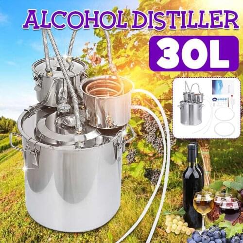 8GAL 30L 3pot Distiller Alambic Moonshine Alcohol Still Stainless Copper DIY Home Brew Water Wine Essential Oil Brewing Kit