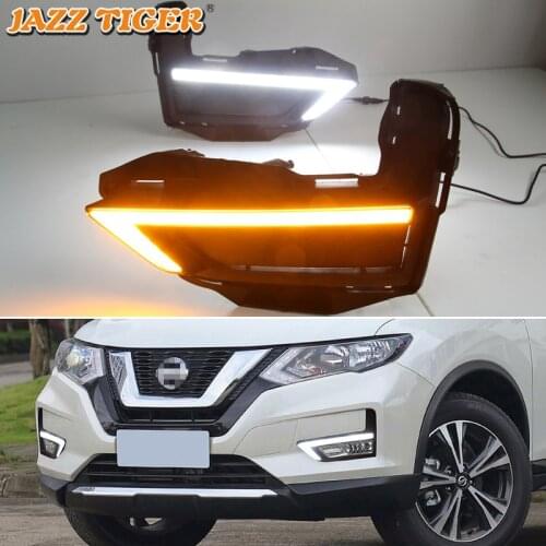 Daytime running lights For Nissan X-trail T32 Xtrail 2017 2018 2019 Drl with turn signals LED For car auto DRL Fog headlights