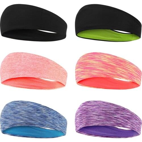 Men Women Solid Color Wide Turban Absorb Sweat Elastic Sport Hairbands Yoga Running Headbands Headwear Headwrap Hair Accessories