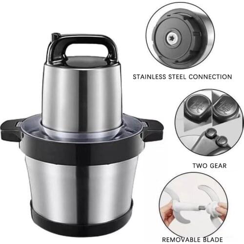 220V Electric 6L Meat Grinders Stainless Steel Mincer Chopper Mixer Blender Kitchen Food Processor