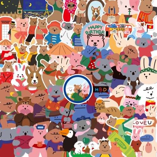 Kawaii Cartoon Bear Stationery Sticker Scrapbooking Creative DIY Diary Mobile Phone Suitcase Refrigerator Deco Adhesive Supplies