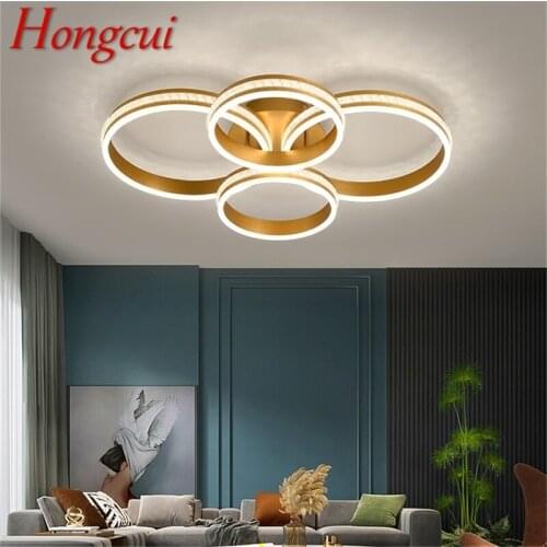 Hongcui Nordic Gold Ceiling Lights Fixtures Modern Luxury Round Lamps LED Home For Living Room