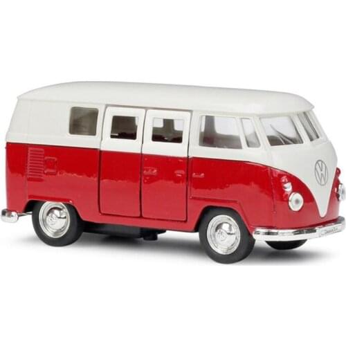 1/36 Ratio Volkswagen T1 Bus-1963 Collection Display Alloy Model Retro Red And White Color Matching Toy Car Childrens Toys