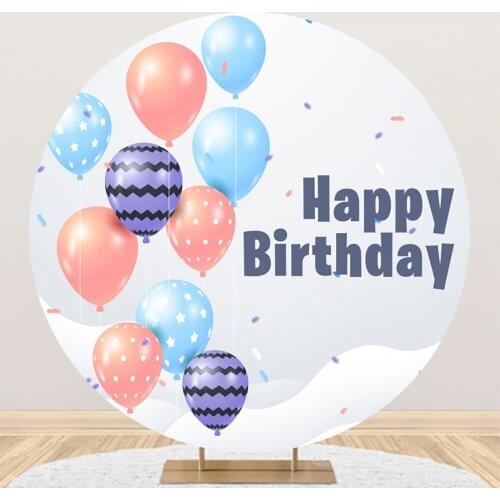 Laeacco Happy Birthday Party Decor Photography Backdrop Balloon Round Circle Backgrounds Portrait Customize Poster Photostudio