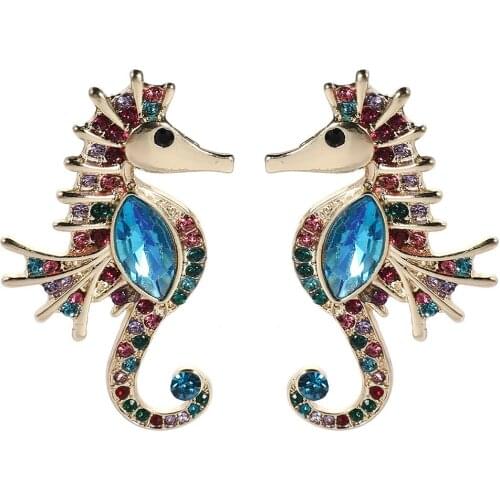 Hot Sales Personality Sea Horse Earrings Fashion Exaggerated Womens Earrings Wholesale