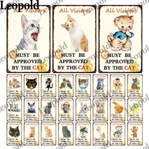 Metal Plaque Cute Pet Animal Series Open Mouth Cat Hallway Room Retro Wall Art Deco Metal Painting