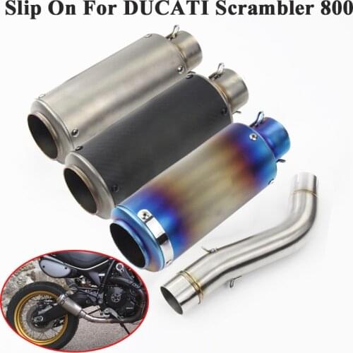 Slip On For DUCATI Scrambler 800 797 821 Motorcycle GP Exhaust Escape Modified Middle Tube Link Pipe Muffler Carbon Fiber 51mm