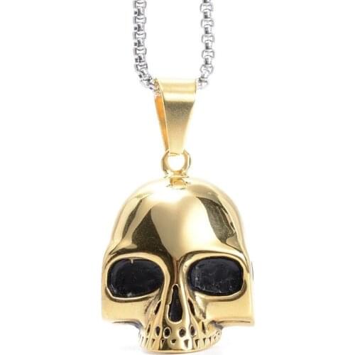 Fashion Golden Mens 316L Stainless Steel Skull Biker Pendant Mens Jewelry