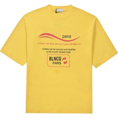 Plumn Mens Tops Catwalk Yellow and White T-shirt Coke Print Letter Logo T-shirt Mens T-shirt