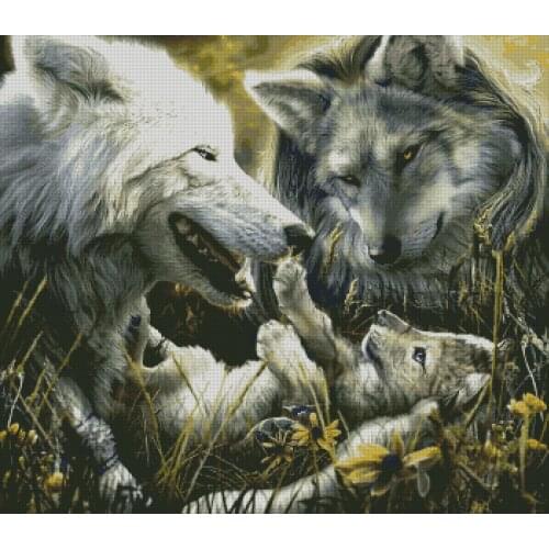 Family Wolves Animal wolf Top Quality Cross Stitch Kits 14CT Unprinted Counted Sewing kit Embroidered Handmade Home Decor
