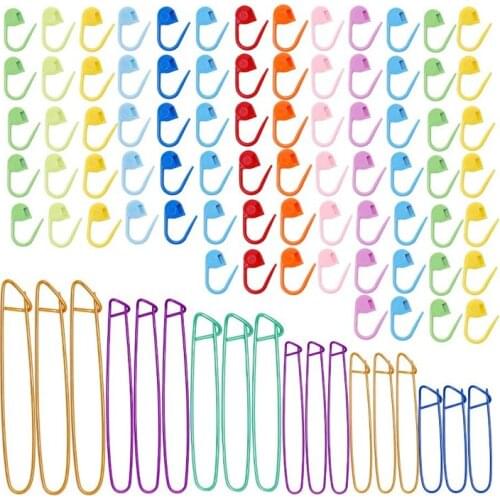 Nonvor 18 PCS Knitting Stitch Holders Yarn Stitch Holder Set for Crochet Needle Aluminum Stitch Holders Safety Pins with Locking